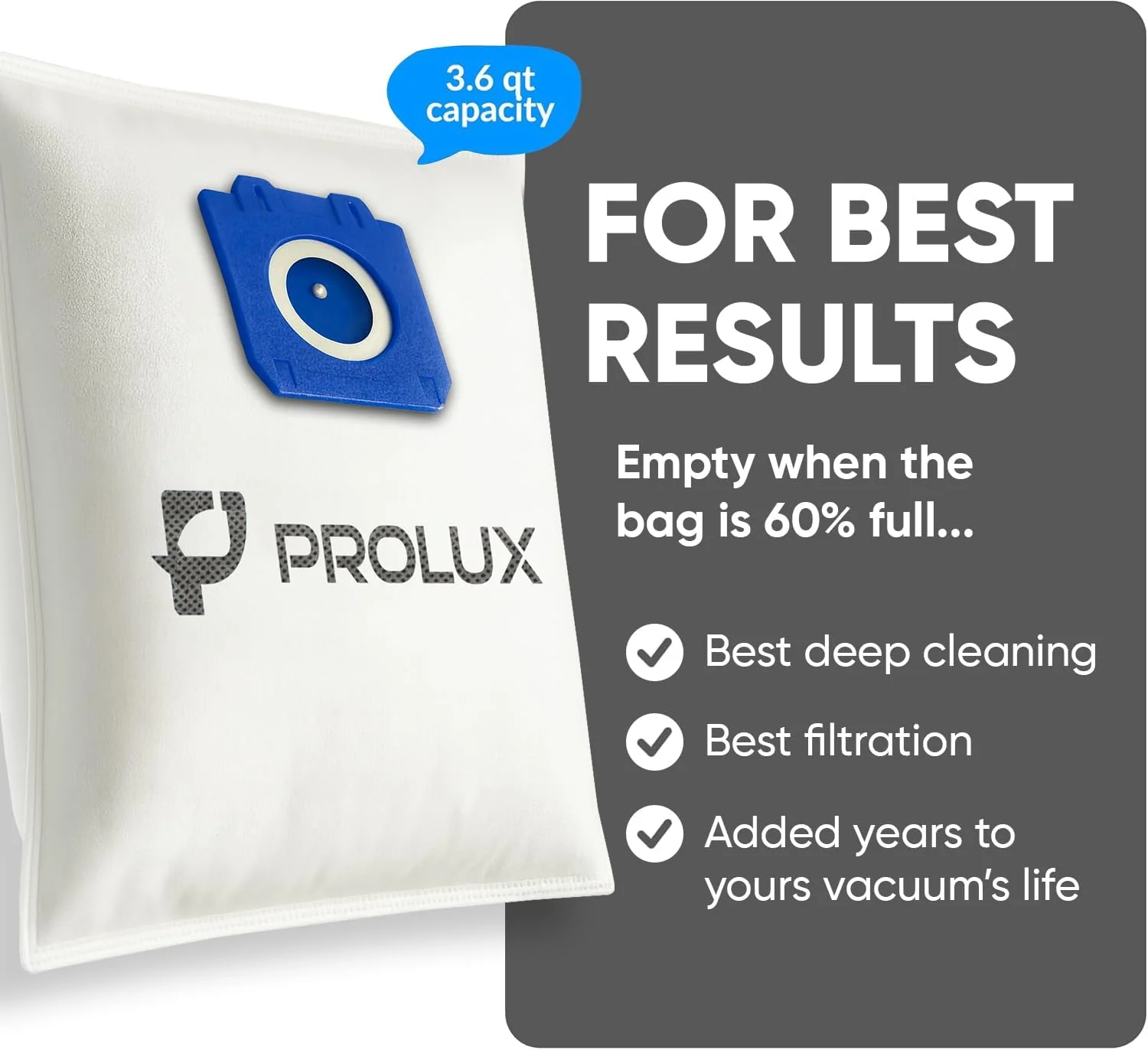 6pk of Bags and 2 Exhaust Filters for the Prolux 6000/7000/8000/9000 Upright Vacuum Cleaners - Image 4