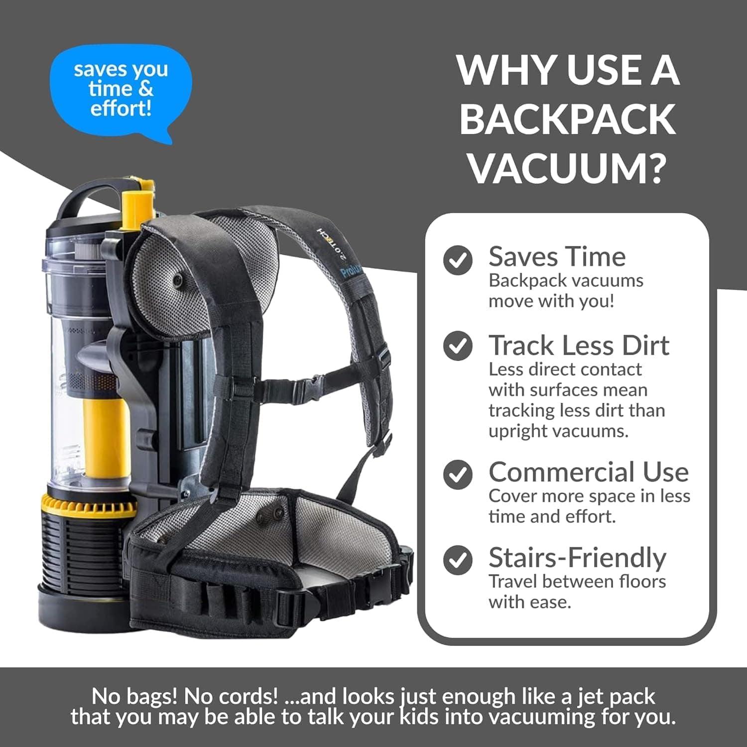 Prolux 2.0 Commercial Bagless Upright Backpack Vacuum Commercial Power Nozzle Kit - Image 7
