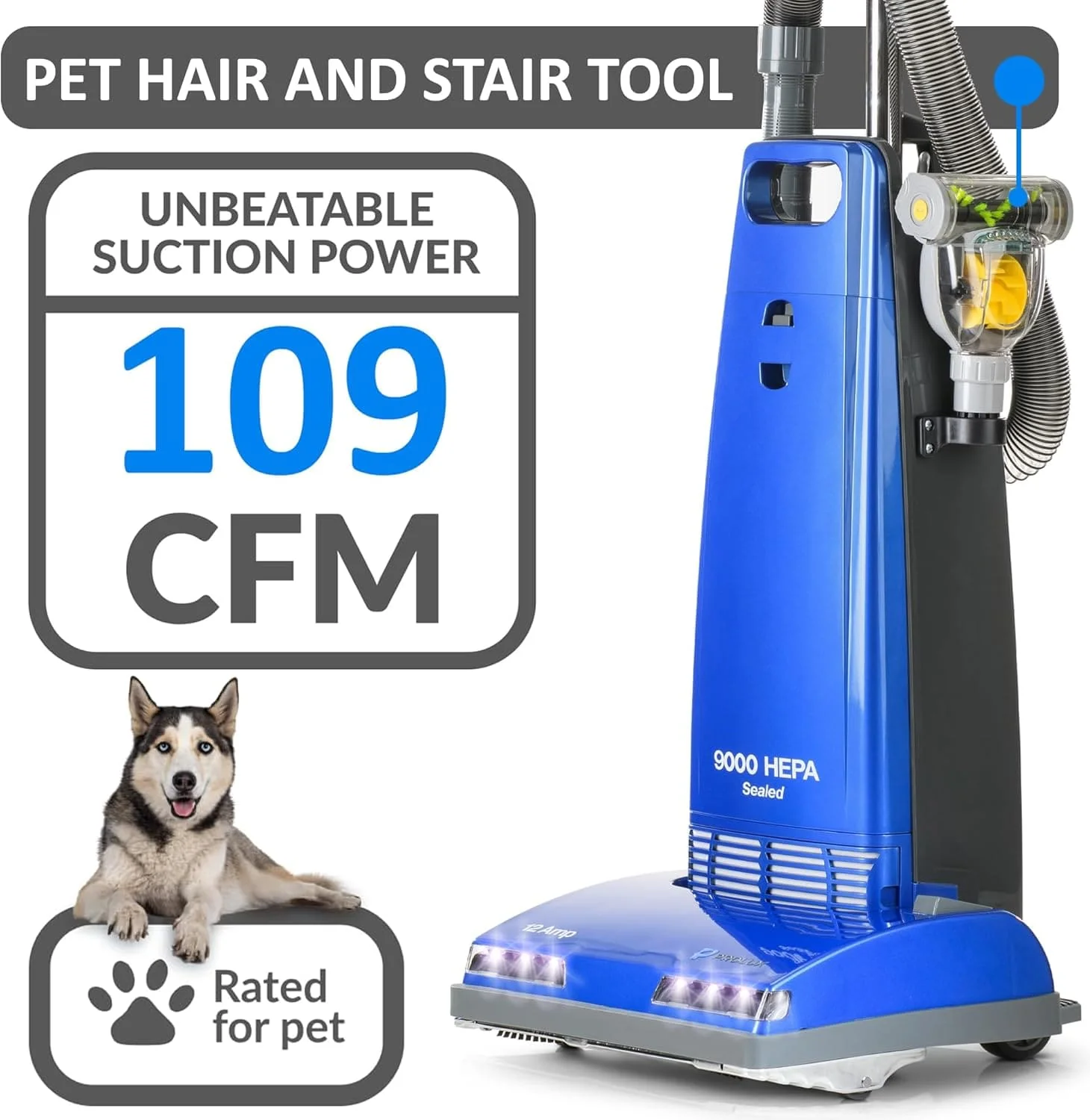 New Prolux 9000 Upright Sealed HEPA vacuum with 12 AMP Motor on board tools and 7 Year Warranty! - Image 3