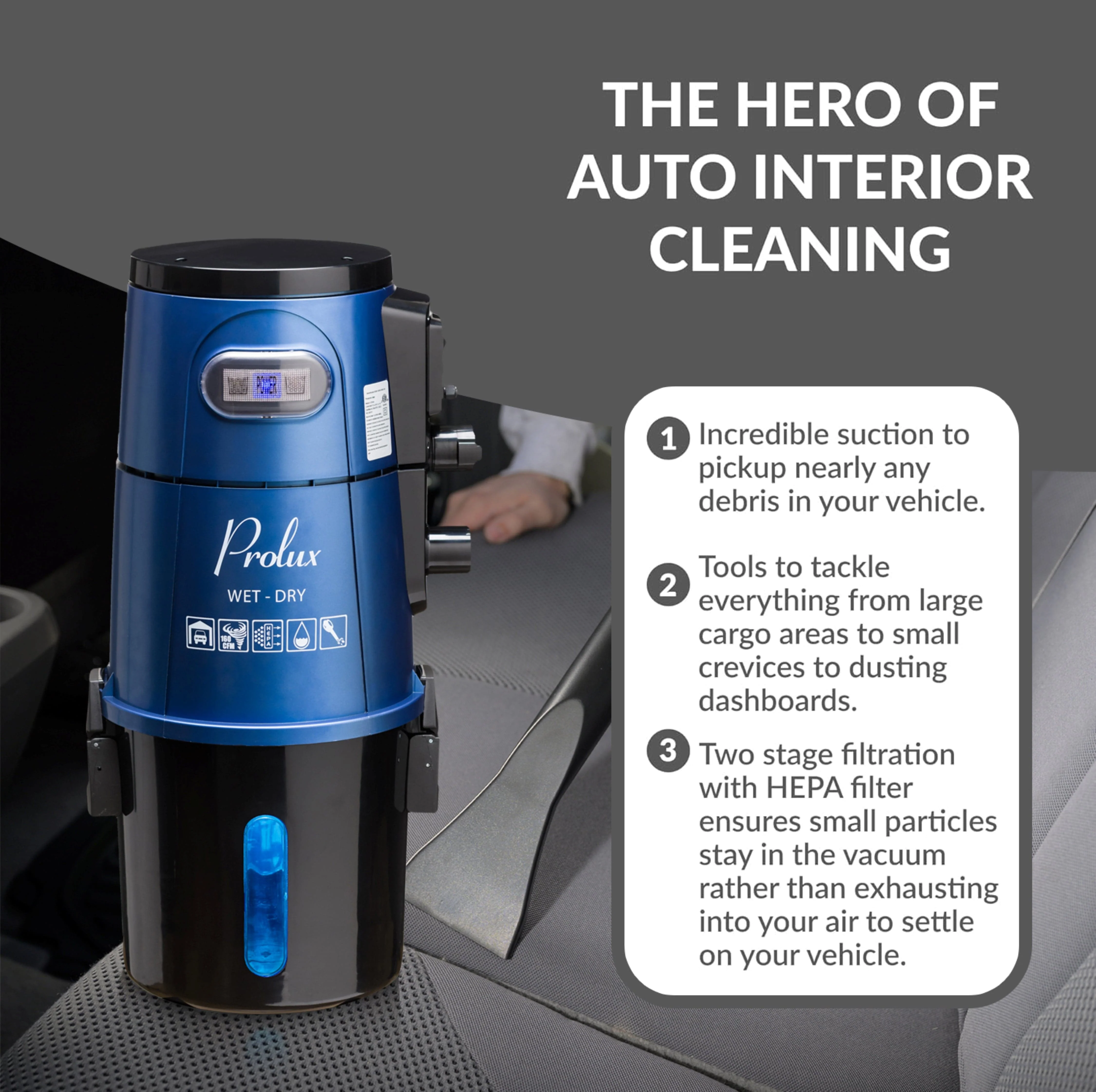 Blue Prolux Wet/Dry Garage Vacuum, Shampooer, Blower and Detailer - Image 7