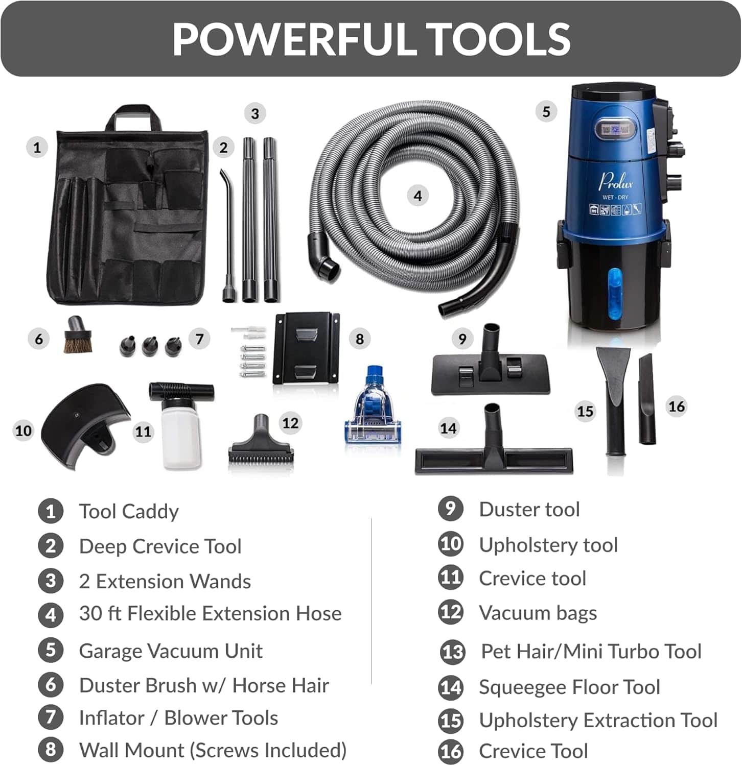 Blue Prolux Wet/Dry Garage Vacuum, Shampooer, Blower and Detailer - Image 8