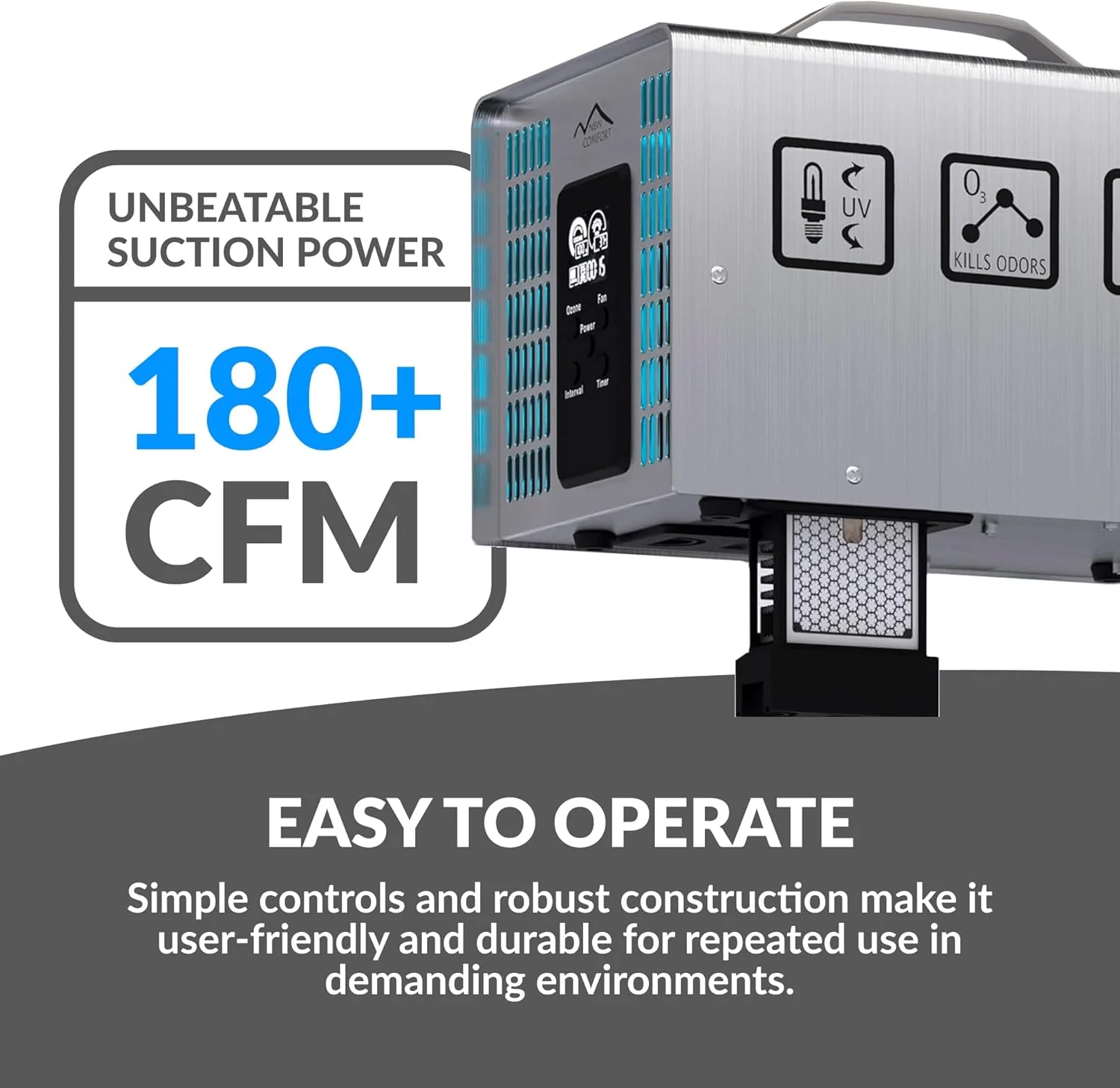 New Comfort Stainless Steel 6,000 to 14,000 mg/hr Commercial Ozone Generator and Air Purifier - Image 2