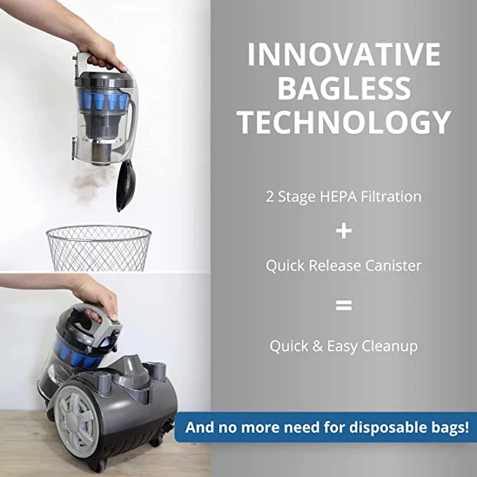 Prolux iFORCE Bagless Canister Vacuum Cleaner With 2 Stage Hepa Filtration & Power Nozzle - Image 5