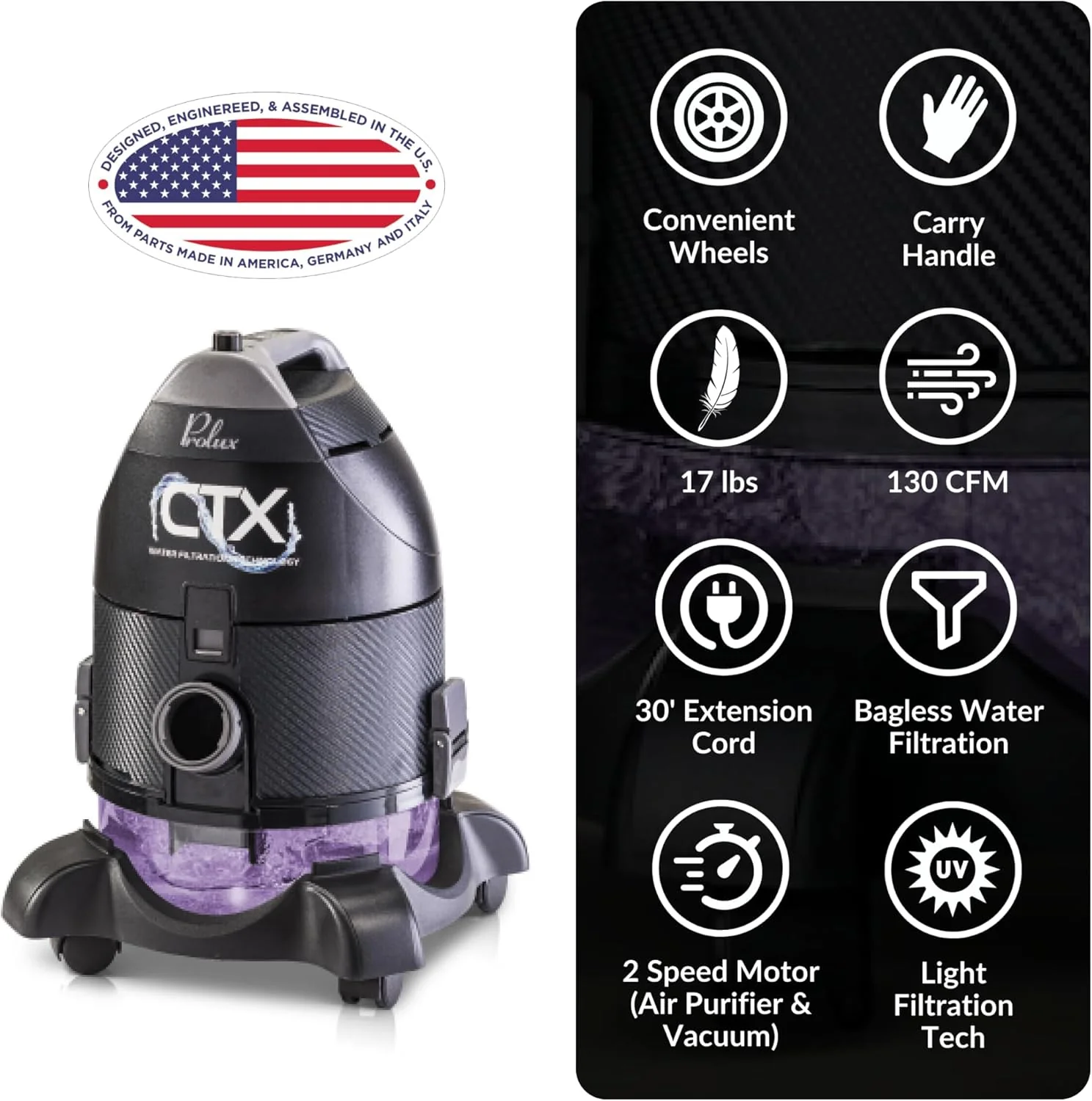 Prolux CTX PET Water Filtration Bagless Canister Vacuum Cleaner - Image 9