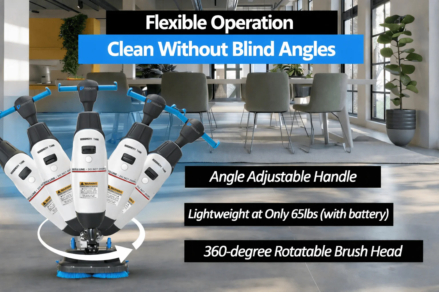 Prolux PLCC430BN Cordless Commercial Micro Dual Brush Floor Cleaner, Scrubber and Buffer - Image 4