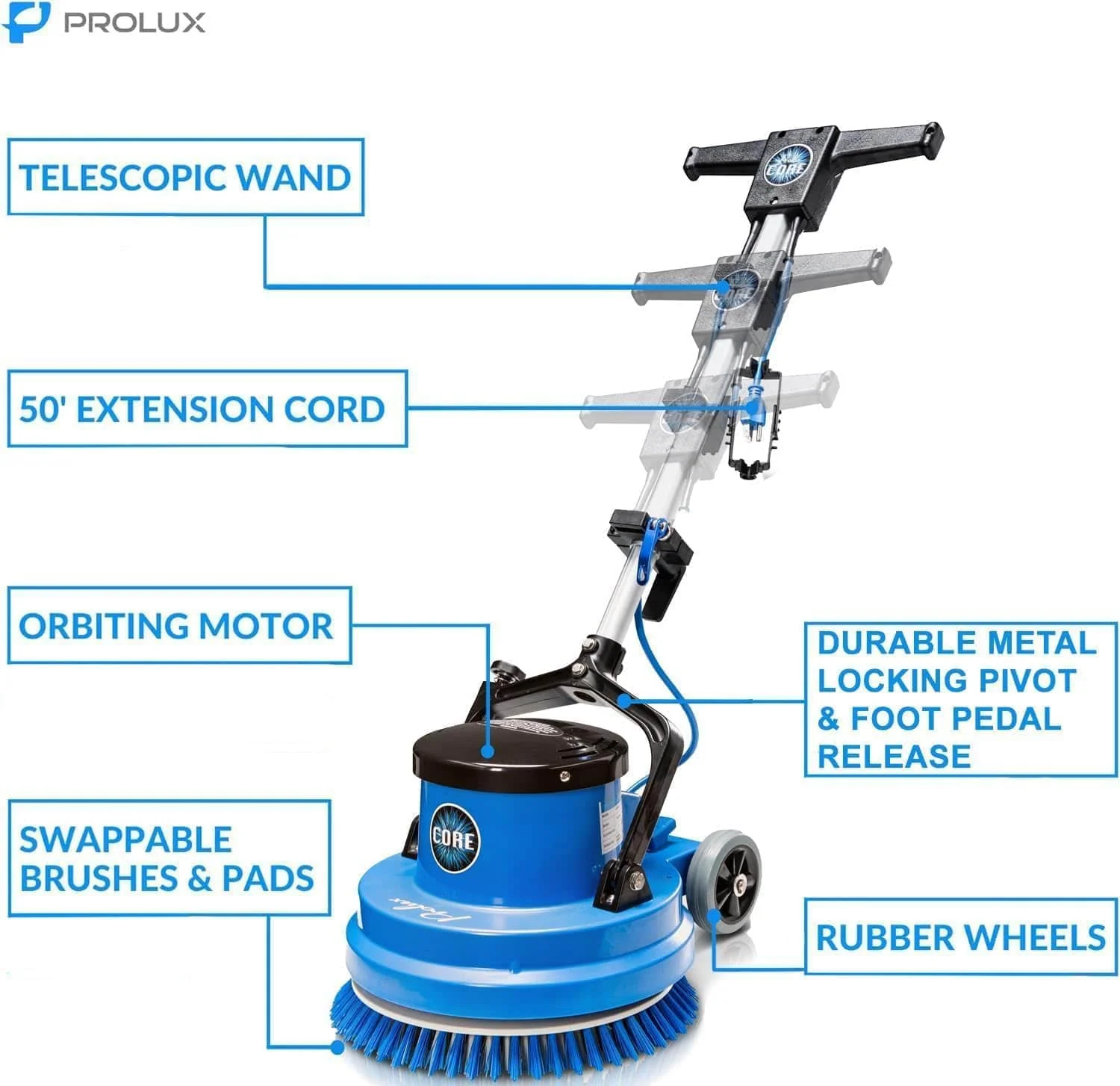 Prolux Core 15" Heavy Duty Single Pad Commercial Polisher Floor Buffer Machine Scrubber Loaded Version - Image 5