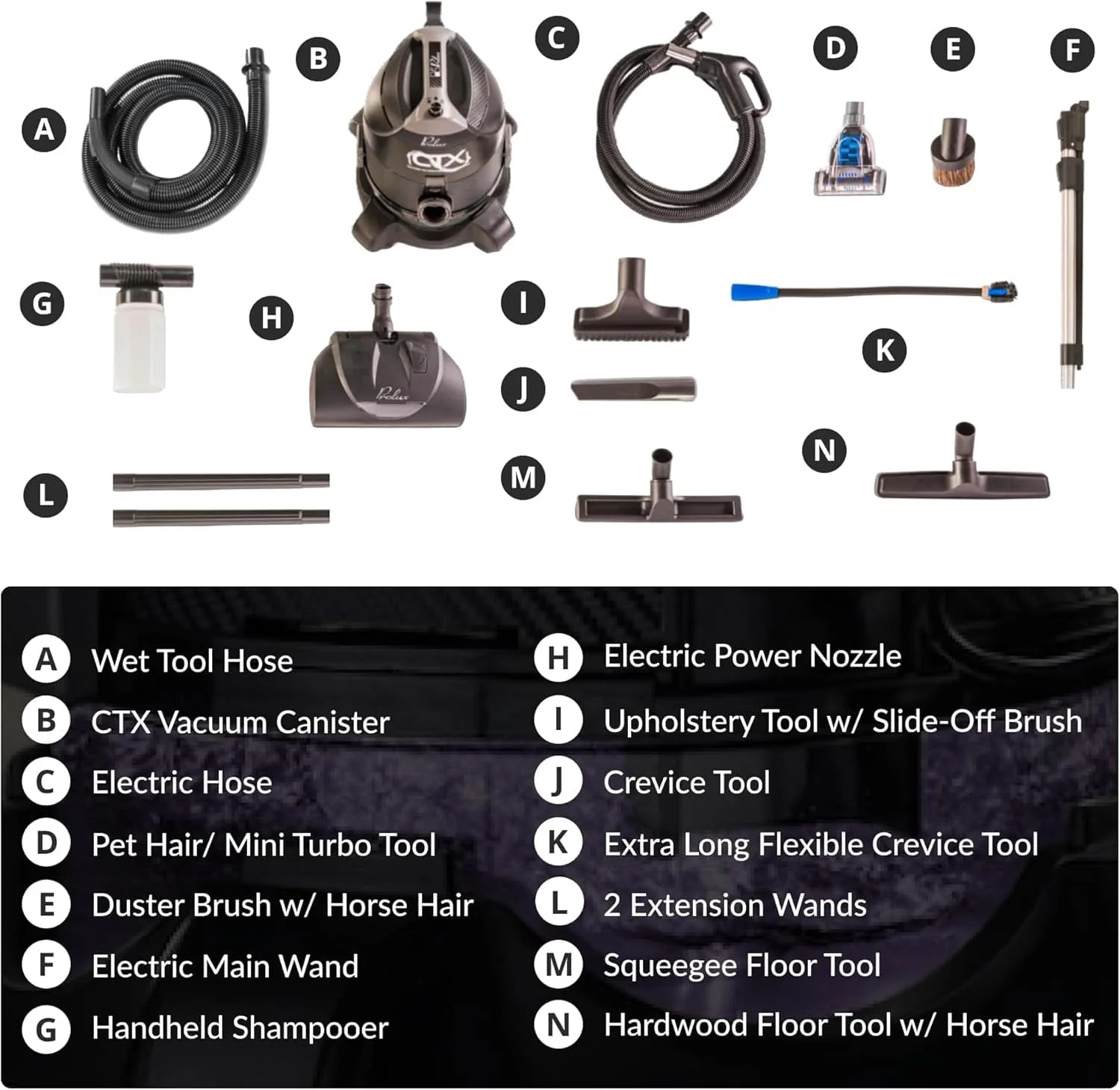 Prolux CTX ELITE Water Filtration Bagless Canister Vacuum Cleaner w/ Prolux Storm Shampooer Kit - Image 7