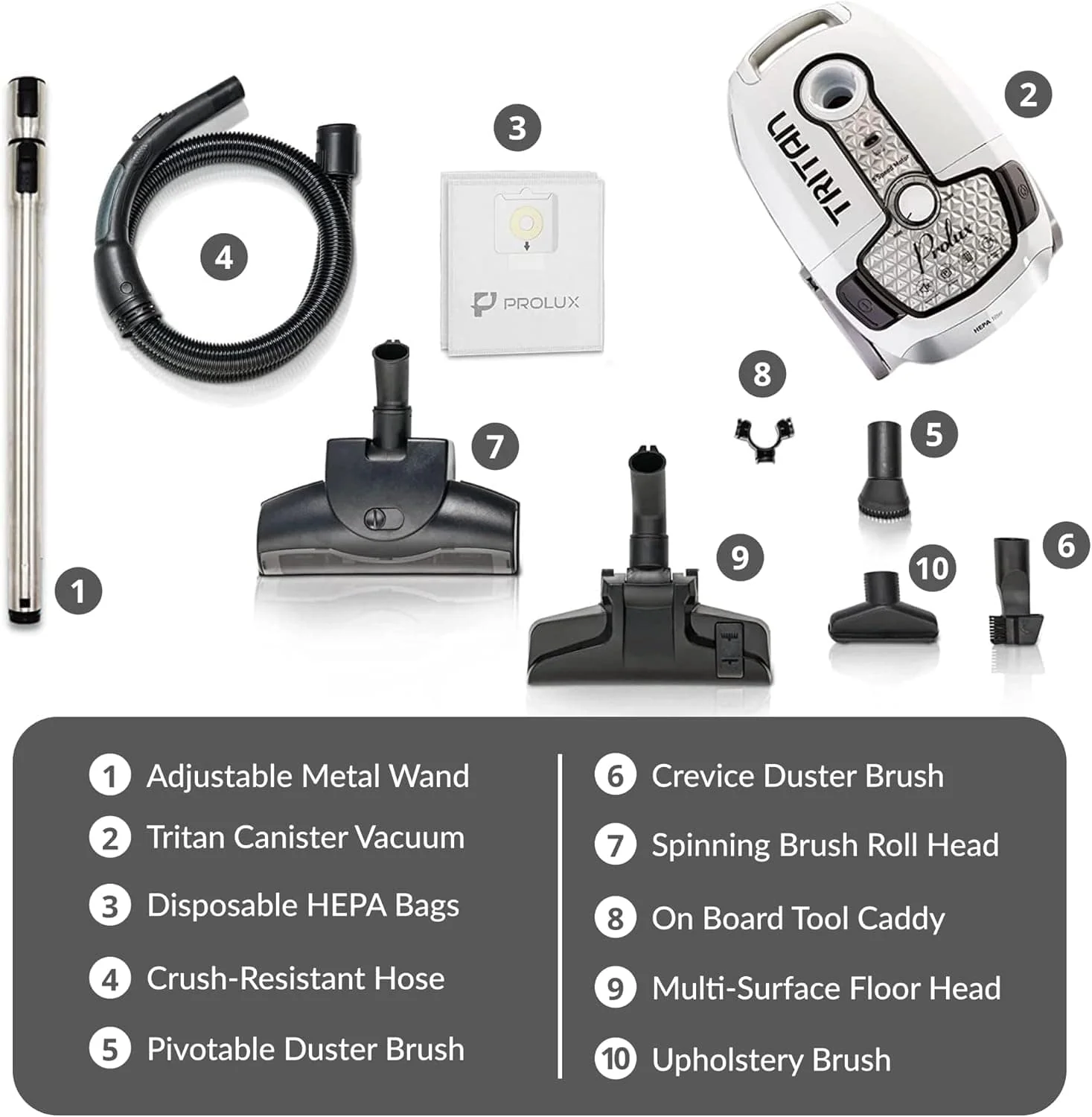 Prolux Tritan Canister Vacuum with Sealed HEPA Filtration and 12 Amp Motor - Image 3