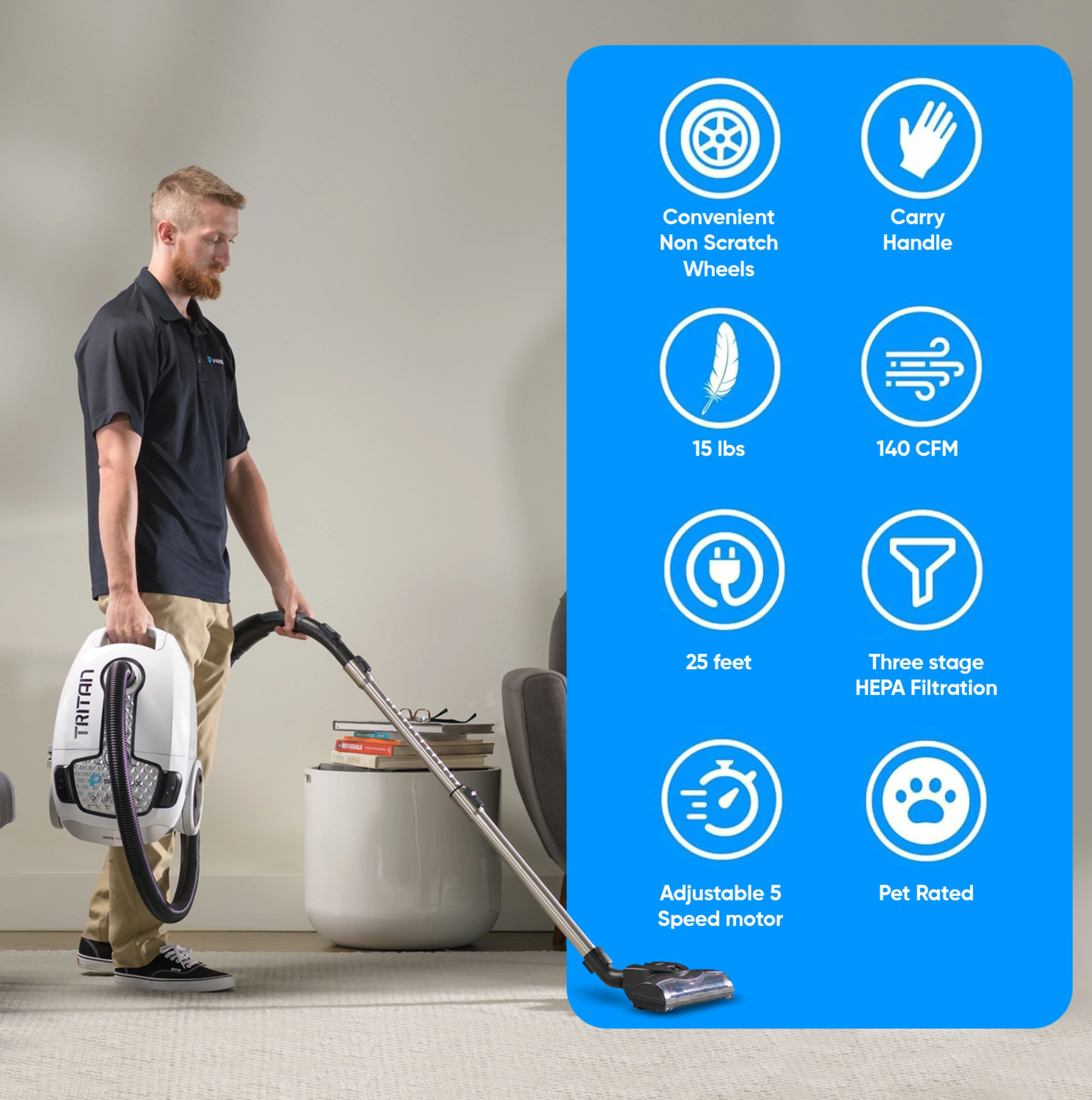Prolux Tritan Canister Vacuum with Sealed HEPA Filtration and 12 Amp Motor - Image 4