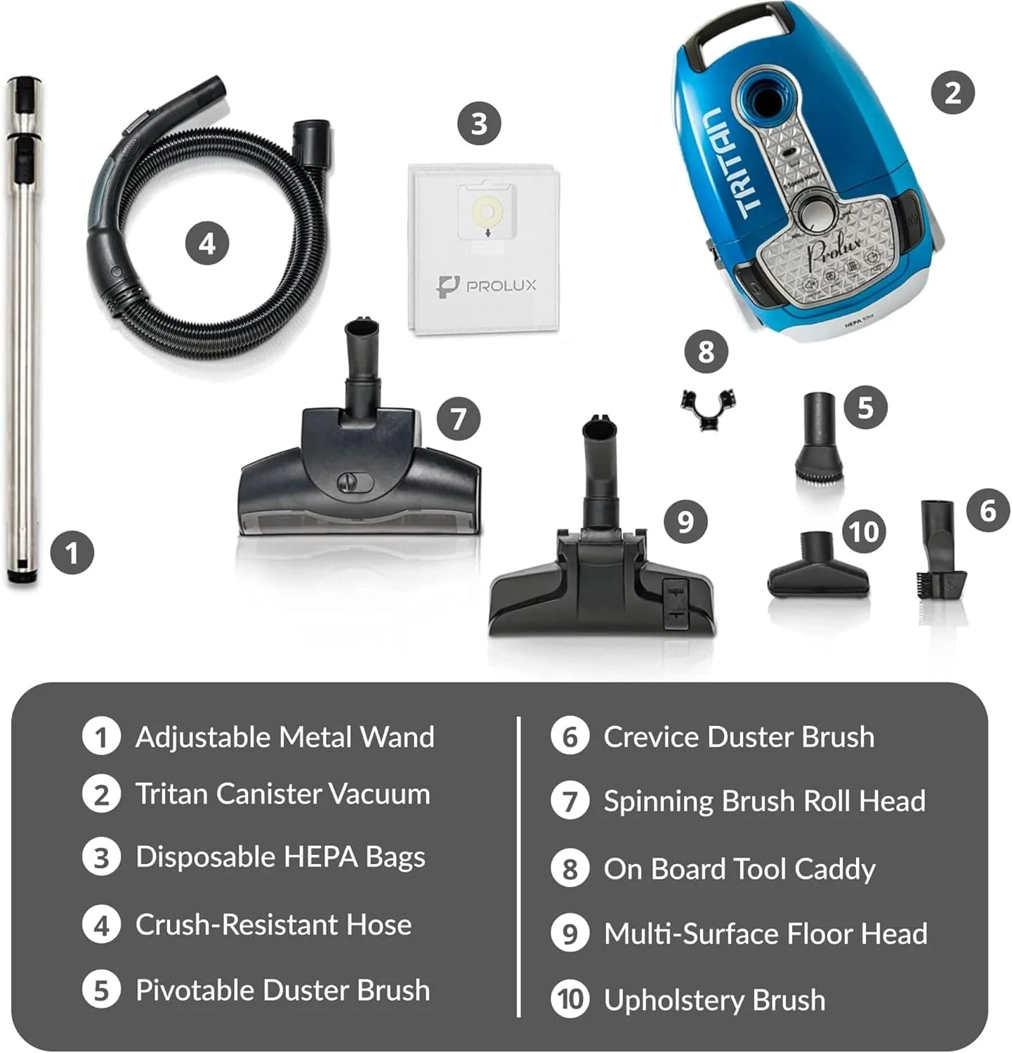 Prolux Tritan Canister Vacuum with Sealed HEPA Filtration and 12 Amp Motor - Image 3