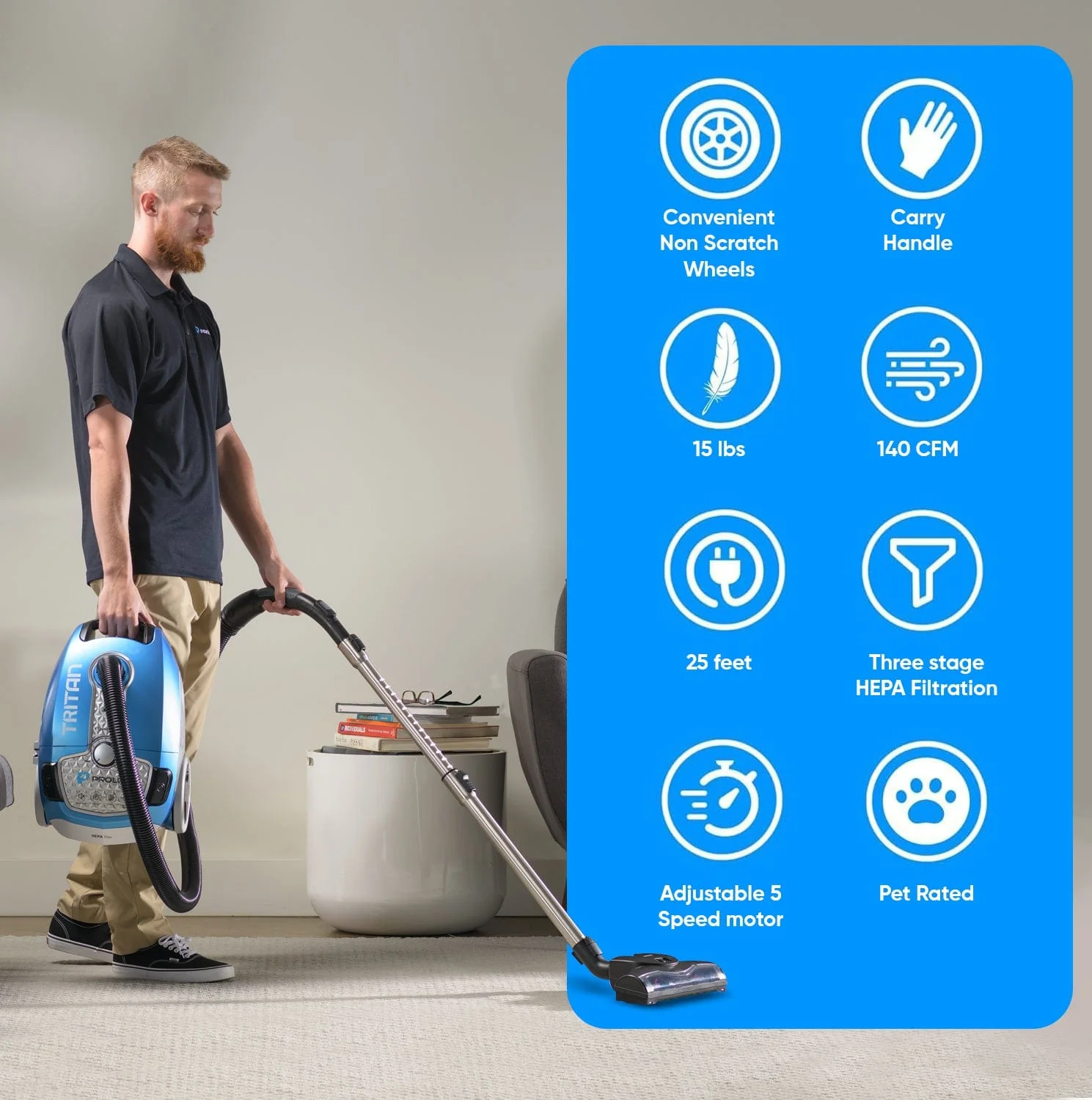 Prolux Tritan Canister Vacuum with Sealed HEPA Filtration and 12 Amp Motor - Image 4